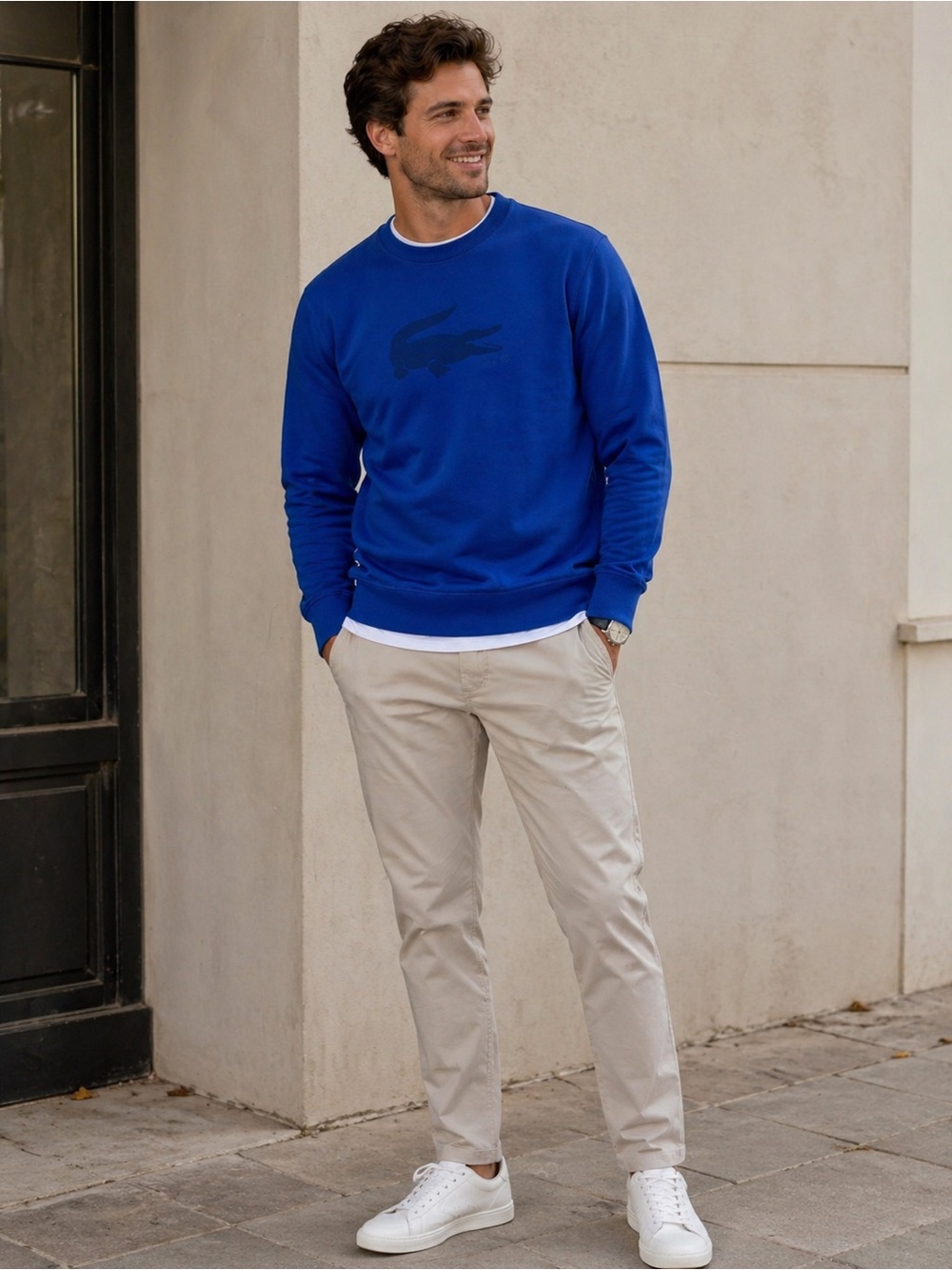 Lacoste Crewneck Logo Sweatshirt sz L